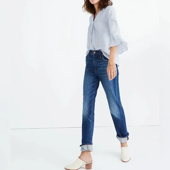 Madewell Veranda Bell-Sleeved Shirt Striped Blouse Womens XS - Picture 2 of 8